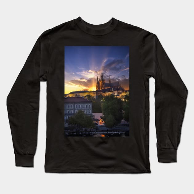 Prague Castle at sunset Long Sleeve T-Shirt by mitzobs